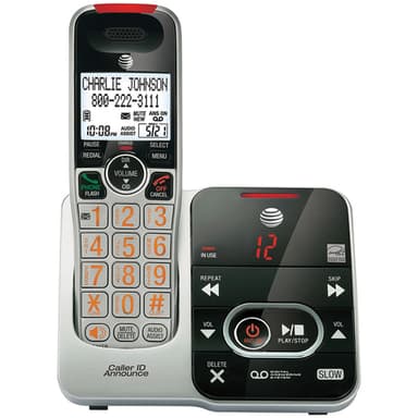 AT&T big button cordless answering system handset and base.